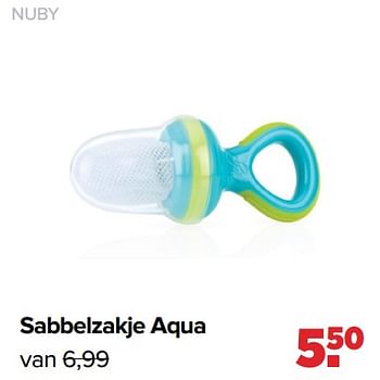 Aanbiedingen Nuby sabbelzakje aqua - Nuby - Geldig van 13/06/2022 tot 02/07/2022 bij Baby-Dump