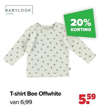 Aanbiedingen T-shirt bee offwhite - Baby look - Geldig van 13/06/2022 tot 02/07/2022 bij Baby-Dump