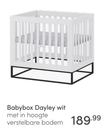 Aanbiedingen Babybox dayley wit met in hoogte verstelbare bodem - Huismerk - Baby &amp; Tiener Megastore - Geldig van 19/06/2022 tot 25/06/2022 bij Baby & Tiener Megastore