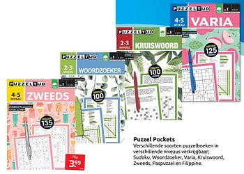 Aanbiedingen Puzzel pockets - Huismerk - Boekenvoordeel - Geldig van 18/06/2022 tot 26/06/2022 bij Boekenvoordeel