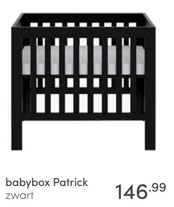 Aanbiedingen Babybox patrick zwart - Huismerk - Baby &amp; Tiener Megastore - Geldig van 19/06/2022 tot 25/06/2022 bij Baby & Tiener Megastore