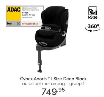 Aanbiedingen Cybex anoris t i size deep black autostoel met airbag - Cybex - Geldig van 19/06/2022 tot 25/06/2022 bij Baby & Tiener Megastore