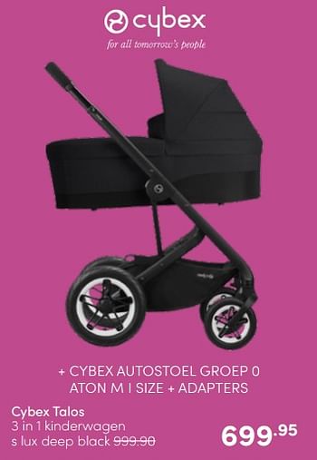 Aanbiedingen Cybex talos 3 in 1 kinderwagen s lux deep black - Cybex - Geldig van 19/06/2022 tot 25/06/2022 bij Baby & Tiener Megastore
