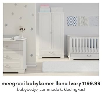 Aanbiedingen Meegroei babykamer ilona ivory - Huismerk - Baby &amp; Tiener Megastore - Geldig van 19/06/2022 tot 25/06/2022 bij Baby & Tiener Megastore