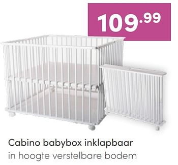 Aanbiedingen Cabino babybox inklapbaar - Cabino - Geldig van 19/06/2022 tot 25/06/2022 bij Baby & Tiener Megastore