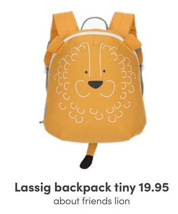 Aanbiedingen Lassig backpack tiny about friends lion - Lassig - Geldig van 19/06/2022 tot 25/06/2022 bij Baby & Tiener Megastore