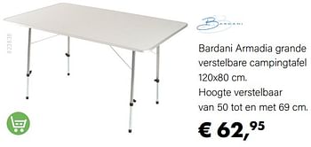 Aanbiedingen Bardani armadia grande verstelbare campingtafel - Bardani - Geldig van 15/06/2022 tot 31/08/2022 bij Multi Bazar
