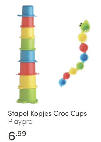 Aanbiedingen Stapel kopjes croc cups playgro - Playgro - Geldig van 19/06/2022 tot 25/06/2022 bij Baby & Tiener Megastore