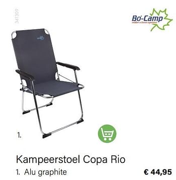 Aanbiedingen Kampeerstoel copa rio alu graphite - Bo-Camp - Geldig van 15/06/2022 tot 31/08/2022 bij Multi Bazar