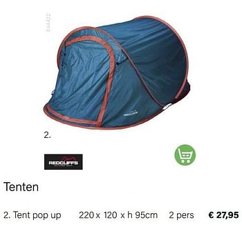 Aanbiedingen Tent pop up 2 pers - Redcliffs - Geldig van 15/06/2022 tot 31/08/2022 bij Multi Bazar