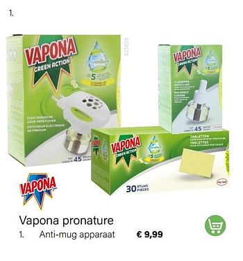 Aanbiedingen Vapona pronature anti-mug apparaat - Vapona - Geldig van 15/06/2022 tot 31/08/2022 bij Multi Bazar