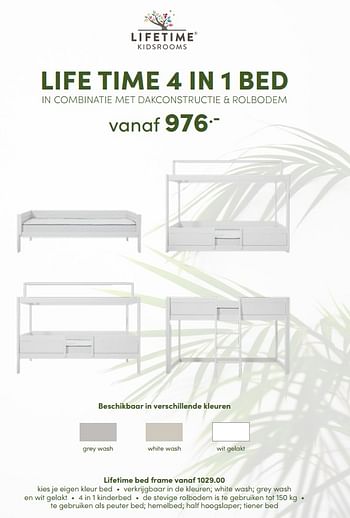 Aanbiedingen Life time 4 in 1 bed - Lifetime Kidsrooms - Geldig van 19/06/2022 tot 02/07/2022 bij Baby & Tiener Megastore