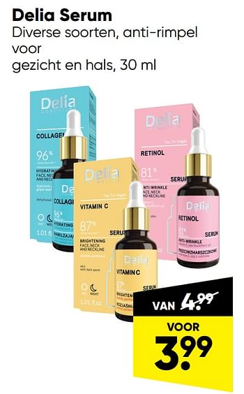 Aanbiedingen Delia serum - Delia Cosmetics - Geldig van 20/06/2022 tot 03/07/2022 bij Big Bazar