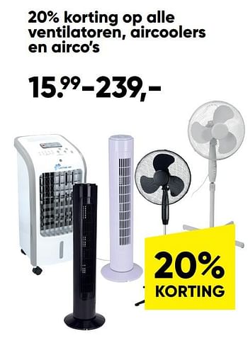 Aanbiedingen Ventilatoren aircoolers en airco’s - Huismerk - Big Bazar - Geldig van 20/06/2022 tot 03/07/2022 bij Big Bazar