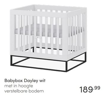Aanbiedingen Babybox dayley wit met in hoogte verstelbare bodem - Huismerk - Baby &amp; Tiener Megastore - Geldig van 26/06/2022 tot 02/07/2022 bij Baby & Tiener Megastore