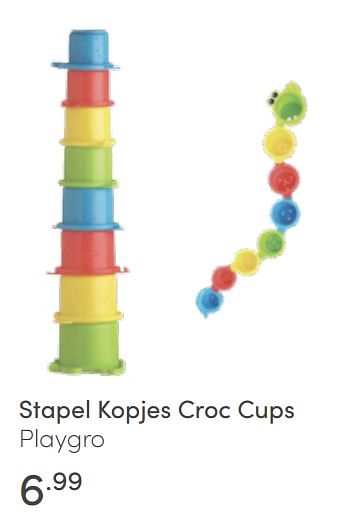 Aanbiedingen Stapel kopjes croc cups playgro - Playgro - Geldig van 26/06/2022 tot 02/07/2022 bij Baby & Tiener Megastore