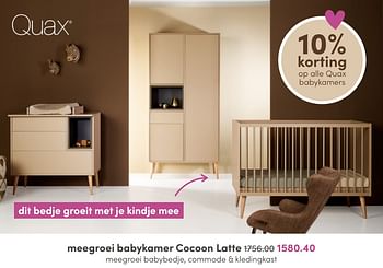 Aanbiedingen Meegroei babykamer cocoon latte - Quax - Geldig van 26/06/2022 tot 02/07/2022 bij Baby & Tiener Megastore