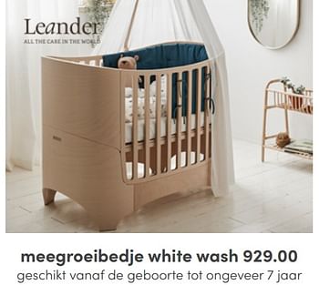 Aanbiedingen Meegroeibedje white wash - Leander - Geldig van 26/06/2022 tot 02/07/2022 bij Baby & Tiener Megastore