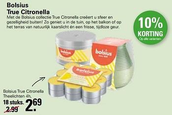 Aanbiedingen Bolsius true citronella theelichten - Bolsius - Geldig van 22/06/2022 tot 09/07/2022 bij De Online Drogist