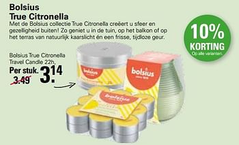 Aanbiedingen Bolsius true citronella travel candle - Bolsius - Geldig van 22/06/2022 tot 09/07/2022 bij De Online Drogist
