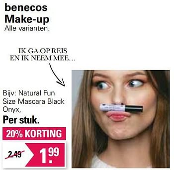 Aanbiedingen Natural fun size mascara black onyx - Benecos - Geldig van 22/06/2022 tot 09/07/2022 bij De Online Drogist
