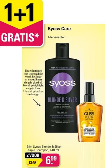 Aanbiedingen Syoss blonde + silver purple shampoo - Syoss - Geldig van 22/06/2022 tot 09/07/2022 bij De Online Drogist