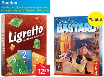 Aanbiedingen Spellen ligretto - 999games - Geldig van 24/06/2022 tot 04/09/2022 bij Boekenvoordeel