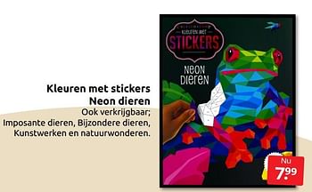 Aanbiedingen Kleuren met stickers neon dieren - Huismerk - Boekenvoordeel - Geldig van 24/06/2022 tot 04/09/2022 bij Boekenvoordeel