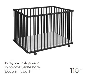 Aanbiedingen Babybox inklapbaar in hoogte verstelbare bodem - zwart - Huismerk - Baby &amp; Tiener Megastore - Geldig van 03/07/2022 tot 09/07/2022 bij Baby & Tiener Megastore