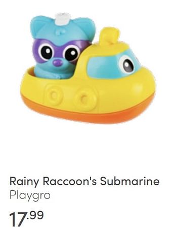 Aanbiedingen Rainy raccoon`s submarine playgro - Playgro - Geldig van 03/07/2022 tot 09/07/2022 bij Baby & Tiener Megastore