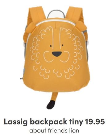 Aanbiedingen Lassig backpack tiny about friends lion - Lassig - Geldig van 03/07/2022 tot 09/07/2022 bij Baby & Tiener Megastore