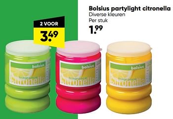 Aanbiedingen Bolsius partylight citronella - Bolsius - Geldig van 04/07/2022 tot 17/07/2022 bij Big Bazar