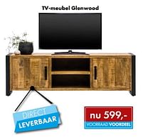 Aanbiedingen Tv-meubel glenwood - Huismerk - Woon Square - Geldig van 04/07/2022 tot 09/07/2022 bij Woon Square