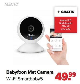 Aanbiedingen Alecto babyfoon met camera wi-fi smartbaby5 - Alecto - Geldig van 04/07/2022 tot 30/07/2022 bij Baby-Dump
