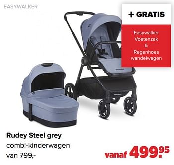 Aanbiedingen Easywalker rudey steel grey combi-kinderwagen - Easywalker - Geldig van 04/07/2022 tot 30/07/2022 bij Baby-Dump