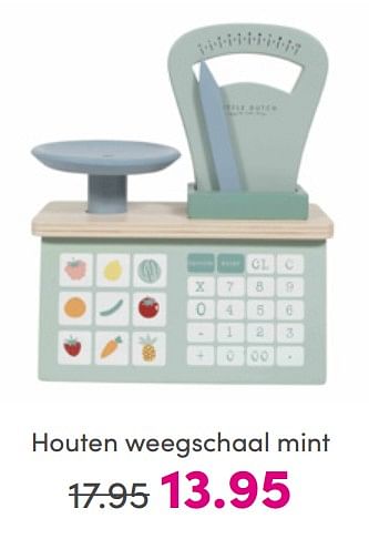 Aanbiedingen Houten weegschaal mint - Little Dutch - Geldig van 10/07/2022 tot 18/07/2022 bij Baby & Tiener Megastore