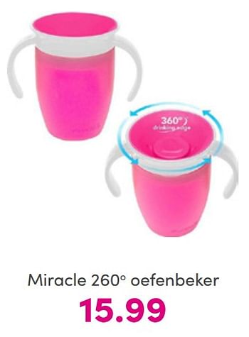 Aanbiedingen Miracle 260o oefenbeker - Munchkin - Geldig van 10/07/2022 tot 18/07/2022 bij Baby & Tiener Megastore