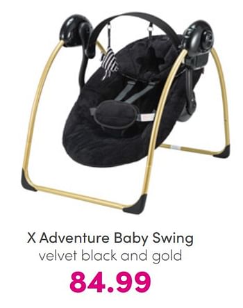 Aanbiedingen X adventure baby swing velvet black and gold - Xadventure - Geldig van 10/07/2022 tot 18/07/2022 bij Baby & Tiener Megastore