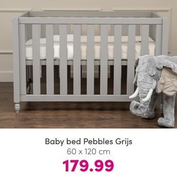 Aanbiedingen Baby bed pebbles grijs - Huismerk - Baby &amp; Tiener Megastore - Geldig van 10/07/2022 tot 18/07/2022 bij Baby & Tiener Megastore