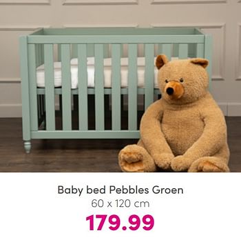 Aanbiedingen Baby bed pebbles groen - Huismerk - Baby &amp; Tiener Megastore - Geldig van 10/07/2022 tot 18/07/2022 bij Baby & Tiener Megastore