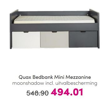 Aanbiedingen Quax bedbank mini mezzanine moonshadow incl uitvalbescherming - Quax - Geldig van 10/07/2022 tot 18/07/2022 bij Baby & Tiener Megastore