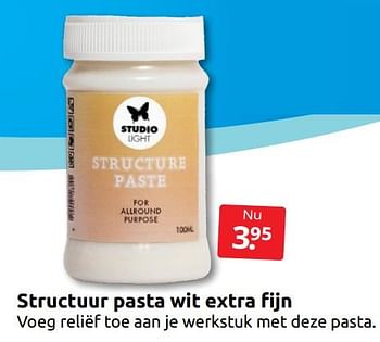 Aanbiedingen Structuur pasta wit extra fijn - Studio Light - Geldig van 09/07/2022 tot 17/07/2022 bij Boekenvoordeel