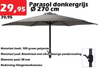 Aanbiedingen Parasol donkergrijs - Huismerk - Itek - Geldig van 07/07/2022 tot 31/07/2022 bij Itek