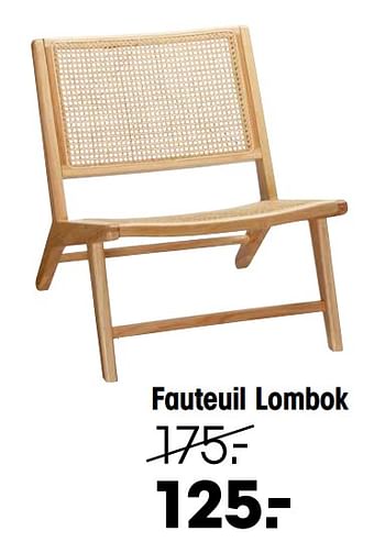 Aanbiedingen Fauteuil lombok - Huismerk - Kwantum - Geldig van 18/07/2022 tot 21/08/2022 bij Kwantum