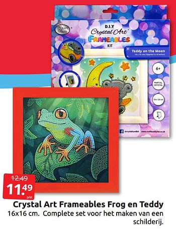 Aanbiedingen Crystal art frameables frog en teddy - Huismerk - Boekenvoordeel - Geldig van 16/07/2022 tot 24/07/2022 bij Boekenvoordeel