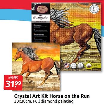 Aanbiedingen Crystal art kit horse on the run - Huismerk - Boekenvoordeel - Geldig van 16/07/2022 tot 24/07/2022 bij Boekenvoordeel