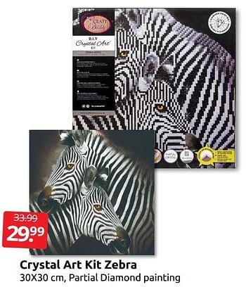 Aanbiedingen Crystal art kit zebra - Huismerk - Boekenvoordeel - Geldig van 16/07/2022 tot 24/07/2022 bij Boekenvoordeel
