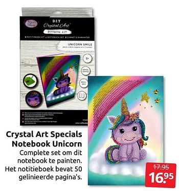 Aanbiedingen Crystal art specials notebook unicorn - Huismerk - Boekenvoordeel - Geldig van 16/07/2022 tot 24/07/2022 bij Boekenvoordeel