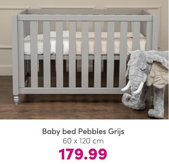 Aanbiedingen Baby bed pebbles grijs - Huismerk - Baby &amp; Tiener Megastore - Geldig van 17/07/2022 tot 23/07/2022 bij Baby & Tiener Megastore