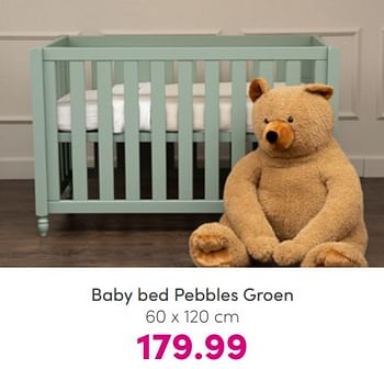 Aanbiedingen Baby bed pebbles groen - Huismerk - Baby &amp; Tiener Megastore - Geldig van 17/07/2022 tot 23/07/2022 bij Baby & Tiener Megastore